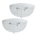 2 Light Elipse Crystal Flush Mount Ceiling Light 2 Pack White