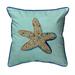 Betsy Drake Betsy s Starfish Extra Large 22 X 22 Indoor / Outdoor Teal Pillow