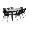 Fineline & Clip Indoor Outdoor Dining Set in Dark Eucalyptus Wood with Superstone & Black Rope 9 Piece