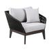 Athos Indoor Outdoor Club Chair in Dark Eucalyptus Wood with Latte Rope & Grey Cushions