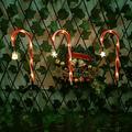 Weloille Christmas Solar Candy Cane Pathway Lights Outdoor LED Christmas Decorative Marker Lights Light Up Solar Stake Lights for Holiday Walkway Sidewalk Garden Yard(3Pack)