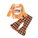 Kids Toddler Baby Girls Autumn Outfits Print Plaid Cotton Long Sleeve Long Pants Tops Set Outfits Clothes 4-5T