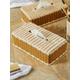 Antibes Handwoven Leather and Rattan Tissue Box