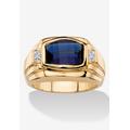 Men's Big & Tall Men'S 2.77 Tcw Created Blue Sapphire And Diamond Accent 18K Gold-Plated Ring by PalmBeach Jewelry in Blue (Size 13)