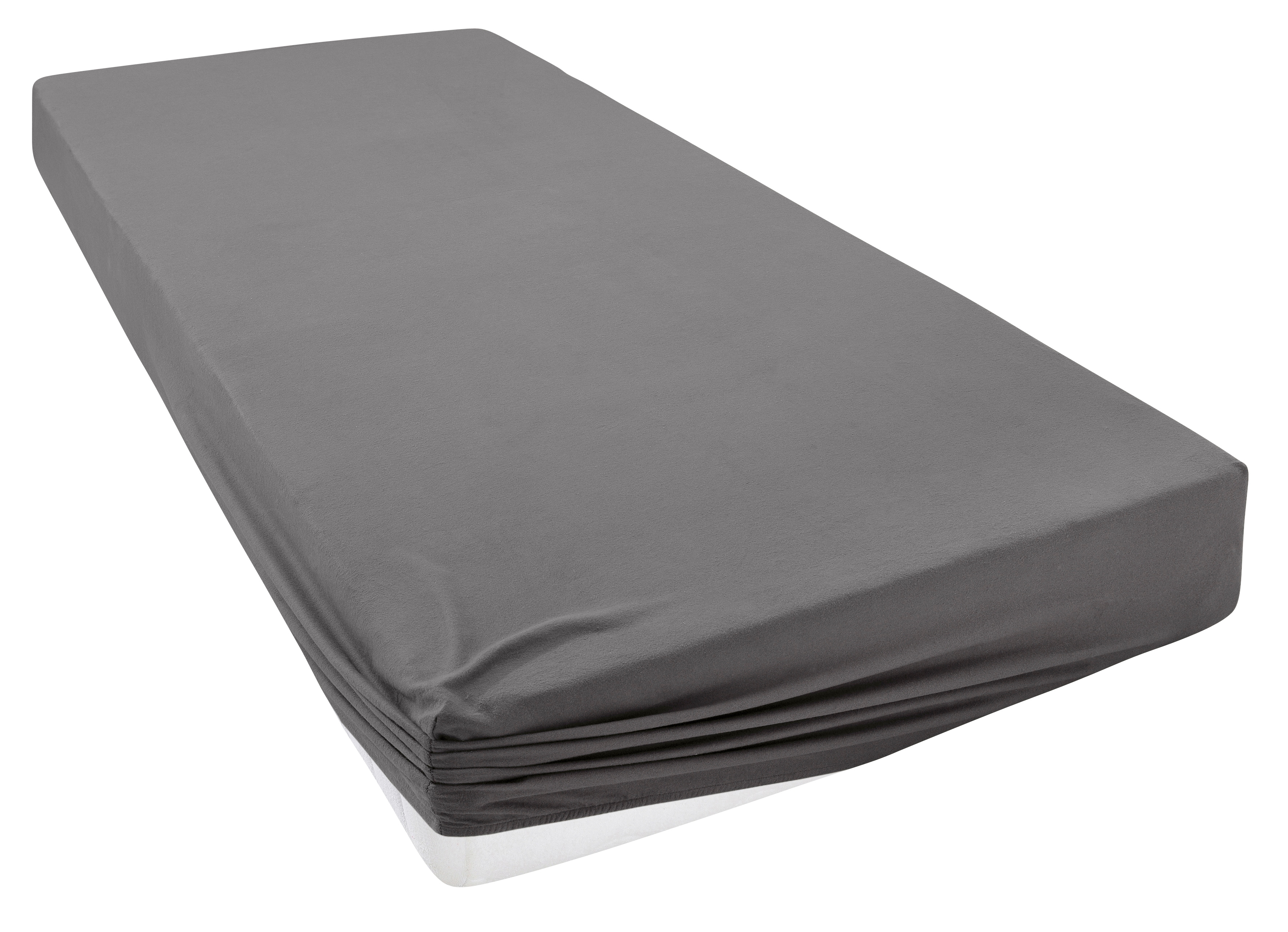 Spannbettlaken HOME AFFAIRE "Cremona, in den Qualitäten: Baumwolle mit Elastan oder Biber", grau (anthrazit), B:140cm L:200cm, Biber, Obermaterial: 100% Baumwolle, Bettlaken, Premium Qualität, Größe ab 90x200 cm Image