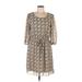 En Focus Studio Casual Dress - Mini Scoop Neck 3/4 sleeves: Tan Dresses - Women's Size 12