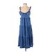 J.Crew Casual Dress - A-Line Scoop Neck Sleeveless: Blue Print Dresses - Women's Size 2X-Small