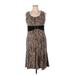 Perceptions Casual Dress - A-Line Scoop Neck Sleeveless: Brown Color Block Dresses - Women's Size X-Large