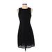 H&M Casual Dress - A-Line Crew Neck Sleeveless: Black Solid Dresses - Women's Size 6