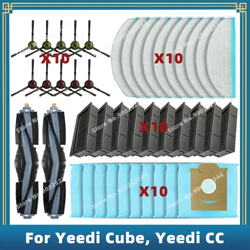 Compatible pour Yeedi Cube, pour Yeedi CC Robot aspirateur pièces de rechange accessoires brosse latérale principale filtre Hepa vadrouille sac à poussière