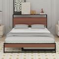 Latitude Run® Tinie Queen Size Metal Platform Bed Frame Bed Metal in Black | 39 H x 61.8 W x 80.3 D in | Wayfair B9B831BEA5B145858BC2C1692A8F9043