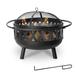 Winston Porter Micharl 20" H x 29.5" W Iron Outdoor Fire Pit w/ Lid Cast Iron in Black/Brown/Gray | 20 H x 29.5 W x 29.5 D in | Wayfair