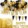 Silvesterparty Deko Partyset gold schwarz Partydekoration Happy Year Silvester