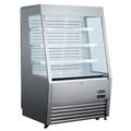 Kool-It KOM-36 SS 36" Vertical Open Air Cooler w/ (4) Levels, 115v, Pull-Down Night Curtain, Electronic Thermostat, Silver