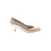 Stuart Weitzman Heels: Slip On Kitten Heel Work Gold Solid Shoes - Women's Size 10 - Almond Toe