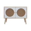 Buffet bas de style scandinave avec 2 portes en bois marron et blanc