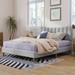 for Bedroom Full Size Platform Bed with Vertical Channel Tufted Headboard & Slats Support, Simple Upholstered Bed Frame