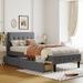Twin Upholstered Platform Bed with Button Tufted Upholstered Headboard