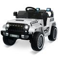 Towallmark 12V Kids Ride Jeep Battery Powered Four-Wheel Ride Toys For Boys And Girls Kids 3-6 Years Old Off-Road Electric Scooter LED Lights Remote Control Bluetooth Music Speaker System White