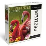 Lantern Press 1000 Piece Jigsaw Puzzle Ft. Lauderdale Florida Flamingo Scene