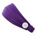 Miayilima Elastic Headband With Button Yoga Workout Running Turban Hair Accessories Purple