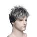 EKOUSN Men Short Straight Wig Black Synthetic Wig for Male Hair Fleeciness Realistic Natural Toupee Wigs