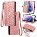 Feishell for iPhone 7 Plus/8 Plus Case Wallet Retro High Quality Zipper Pouch PU Leather Strap Flip Case with Magnetic Closure [RFID Blocking] Card Holder Kickstand for iPhone 7 Plus/8 Plus Pink