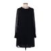 Zara Basic Casual Dress - Shift High Neck Long sleeves: Black Solid Dresses - Women's Size Medium