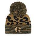 Women's '47 Leopard Brooklyn Nets Rosette Cuffed Knit Hat with Pom