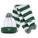 Women's WEAR by Erin Andrews White New York Jets Cable Stripe Cuffed Knit Hat with Pom and Scarf Set