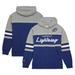 Men's Mitchell & Ness Blue/Gray Tampa Bay Lightning Head Coach Pullover Hoodie