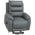 Homcom Power Massage Lift Recliner Chair Big And Tall Pu Leather Recliner Chair Grey