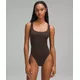 lululemon – Women's Wundermost Ultra-Soft Nulu Square-Neck Sleeveless Bodysuit – Color Brown – Size M