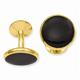 Gold Plated Solid Polished Not engraveable Round Black Epoxy Cuff Links Measures 16x16mm Wide Jewelry Gifts for Men