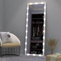 ANYHI Full Length Mirror with Lights, 159 x 59cm LED Mirror Full Length with Dimmable Lights, Full Body Standing Floor Mirror, Lighted Full Length Mirror, Wall-Mount/Lean Against Wall (White), F4WHT