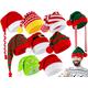 Ramede 10 Pcs Santa Hats Unisex Christmas Winter Knitted Crochet Beanie Christmas Hats Pom Elf Hat Holiday Knit Hat for Women Men for Christmas Party Cosplay, Mainly Red, White and Green, One Size