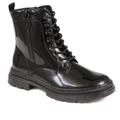 Pavers Ladies Lace Up Biker Boots - Black Patent Size 3 (36)