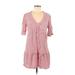Knox Rose Casual Dress - Mini Plunge 3/4 sleeves: Pink Dresses - Women's Size Medium