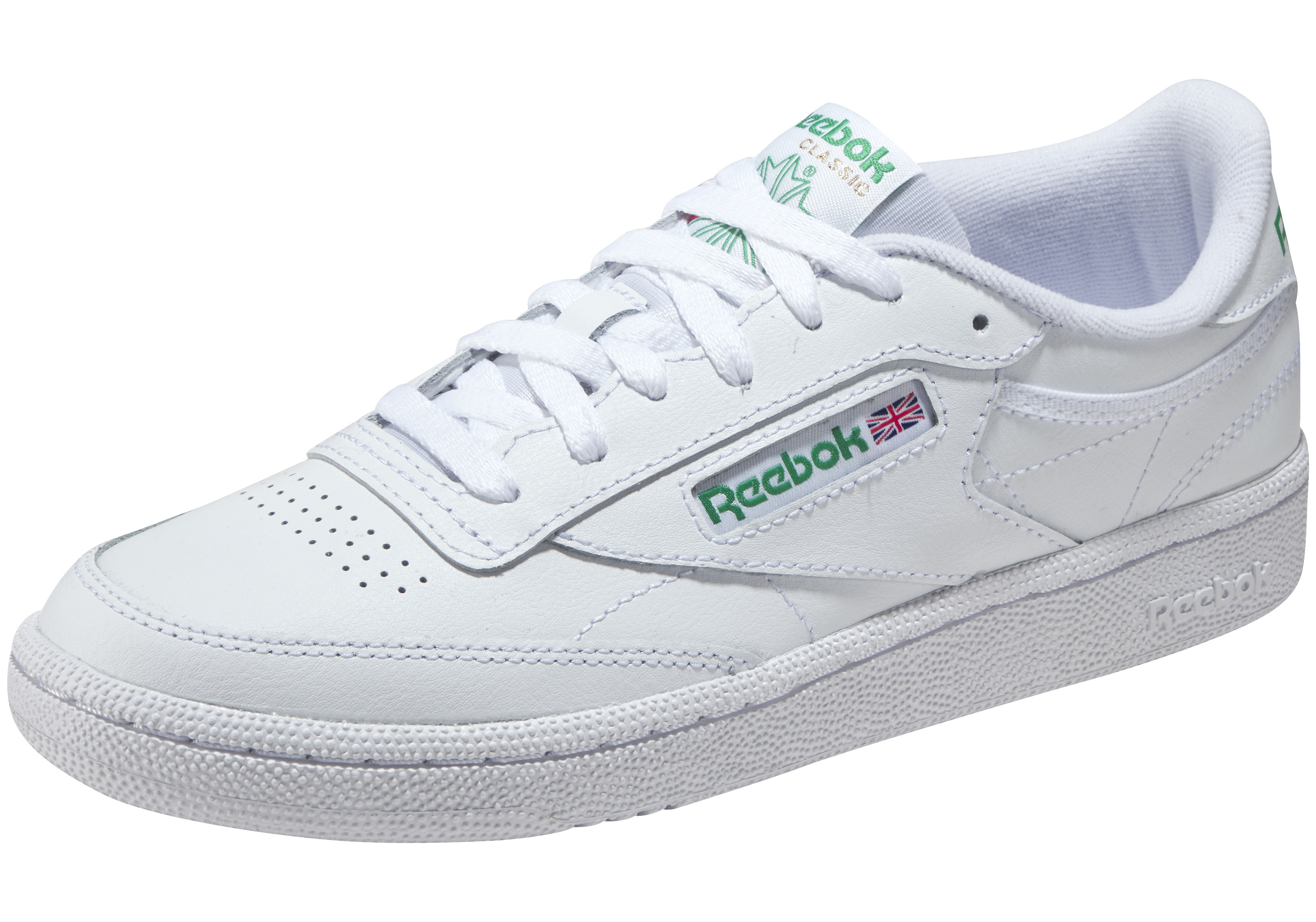 Sneaker REEBOK CLASSIC "CLUB C 85", Damen, Gr. 42, grün (weiß, grün), Leder, Schuhe Sneaker