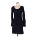 Max Studio Casual Dress Scoop Neck Long sleeves: Blue Solid Dresses - Women's Size Medium