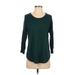 Fortune + Ivy Pullover Sweater: Green Color Block Tops - Women's Size X-Small