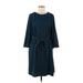 Ann Taylor Casual Dress - Sweater Dress: Teal Solid Dresses - Women's Size 8