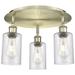 Clymer 15.63" Wide 3 Light Antique Brass Flush Mount With Seedy Glass