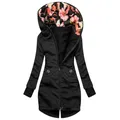 2023 New Floral Print Autumn Winter Women Cotton Jacket Padded Casual Slim Coat Hooded Parkas Wadded
