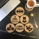 Fashion Round Cork Coaster Engraved Batman Coffee Mug Drinks Holder for Kitchen Natural Wooden Mat