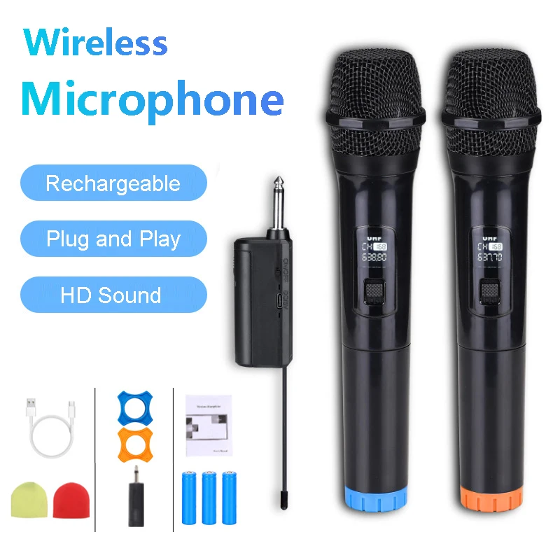 Microfono wireless Microfoni palmari dinamici Microfono karaoke con ricevitore ricaricabile per club in chiesa per feste di matrimonio
