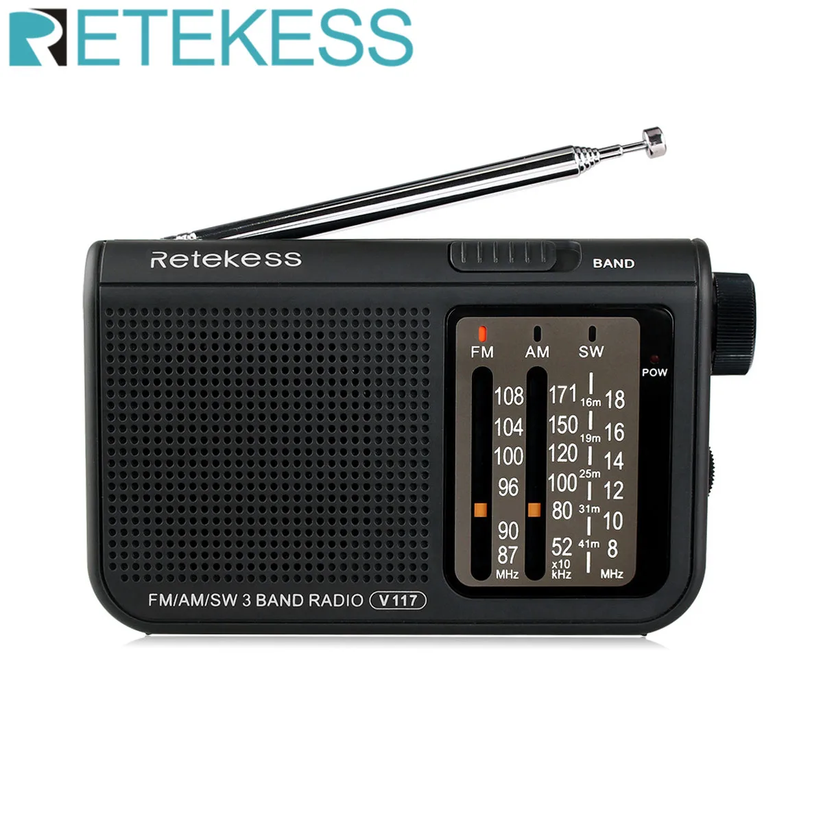 Retekess V117 Radio FM Tragbare Radios AM FM SW All Waves Radio Multiband Kurzwellen Vollbandradio Batteriebetrieben Image
