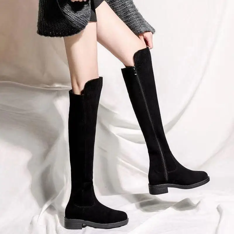 Schuhe für Frau Mittleren Absatz Schuhe Winter Kniehohe Welle frauen Stiefel Lange Flache Gothic Frühling Herbst Halbsaison qualität Heißer