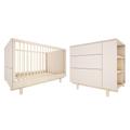 Lit évolutif 70x140 commode 3 tiroirs beige