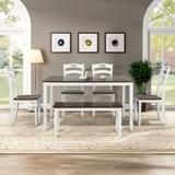 6-Pieces Family Dining Set, Farmhouse Rustic Style Rectangular Wood Table with 4 Chairs 1 Bench for Kitchen